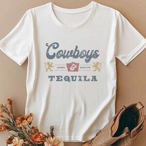 Western Graphic Tee Cowboy Vintage Style White Casual T-Shirt Country Style